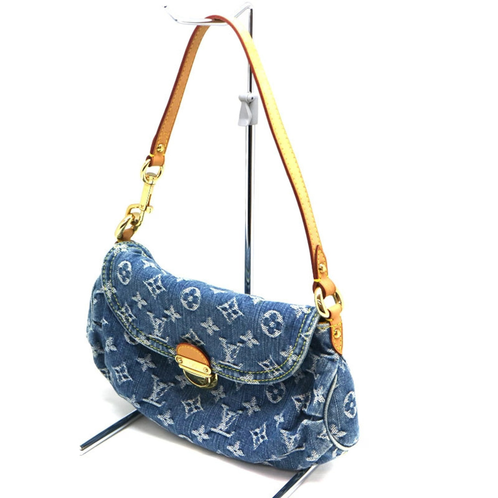 LOUIS VUITTON Pleaty Monogram Denim Blue LV Handbag